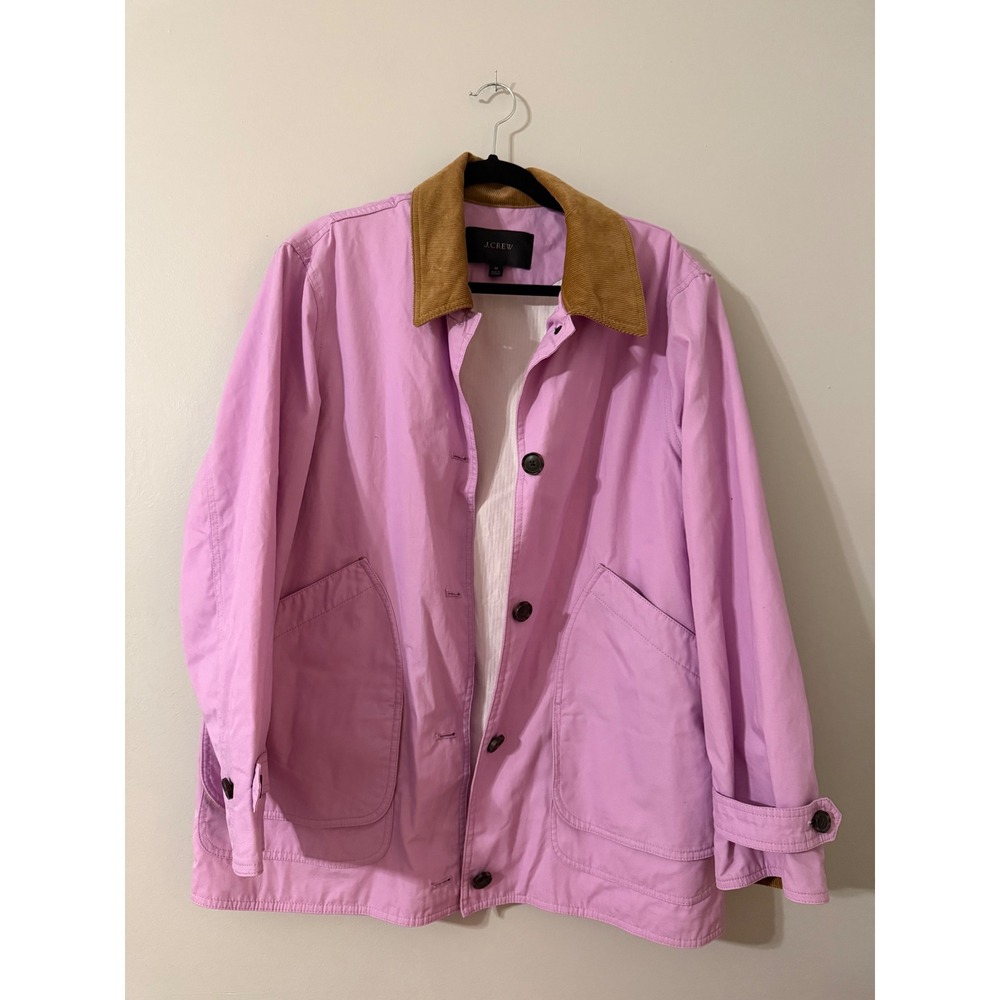 J.Crew Re-Imagined Barn Jacket Orchid Pink Corduroy Collar Utility Coat M